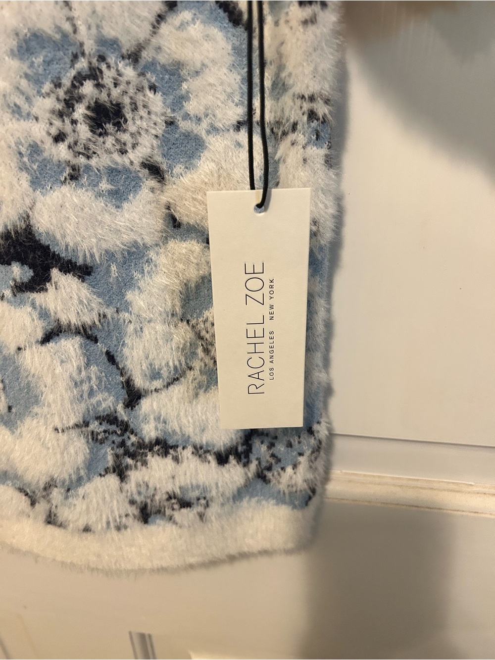 Rachel Zoe Cream, Light Blue & Black Floral Short-Sleeve Sweater - Picture 2 of 3